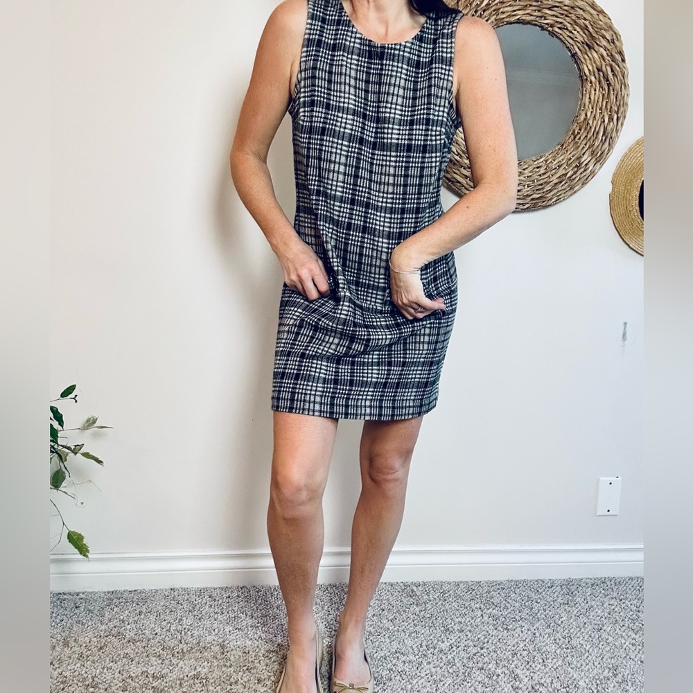 Y2K Preppy Benetton plaid tweed mini dress size Large collegiate private school